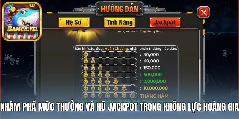 Khám phá mức thưởng và hũ Jackpot trong Không Lực Hoàng Gia